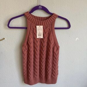 Cozy Mauve Cable Knit Tank Top